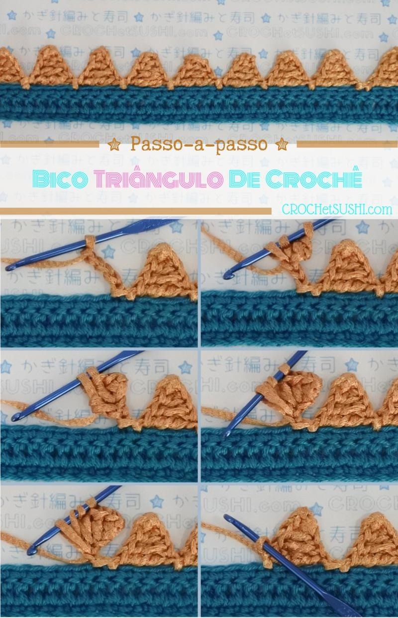 Bico triângulo de crochê - passo-a-passo