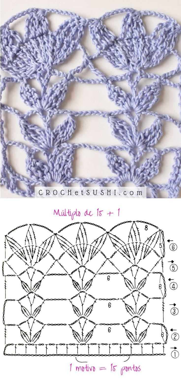 Passo-a-passo: Barrado de 3 pétalas em crochê - Crochet step by step