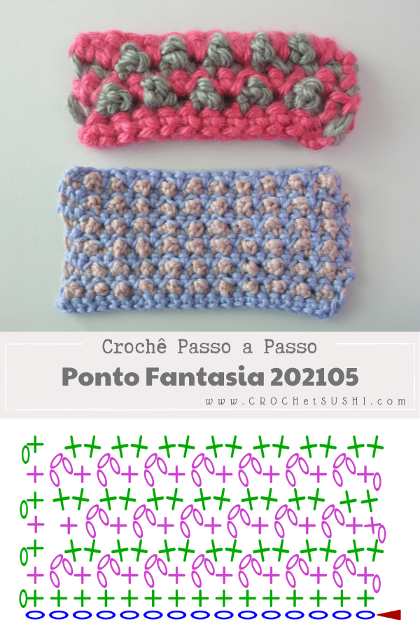 Amostra de Ponto Fantasia de Crochê 202105 + vídeo e gráfico