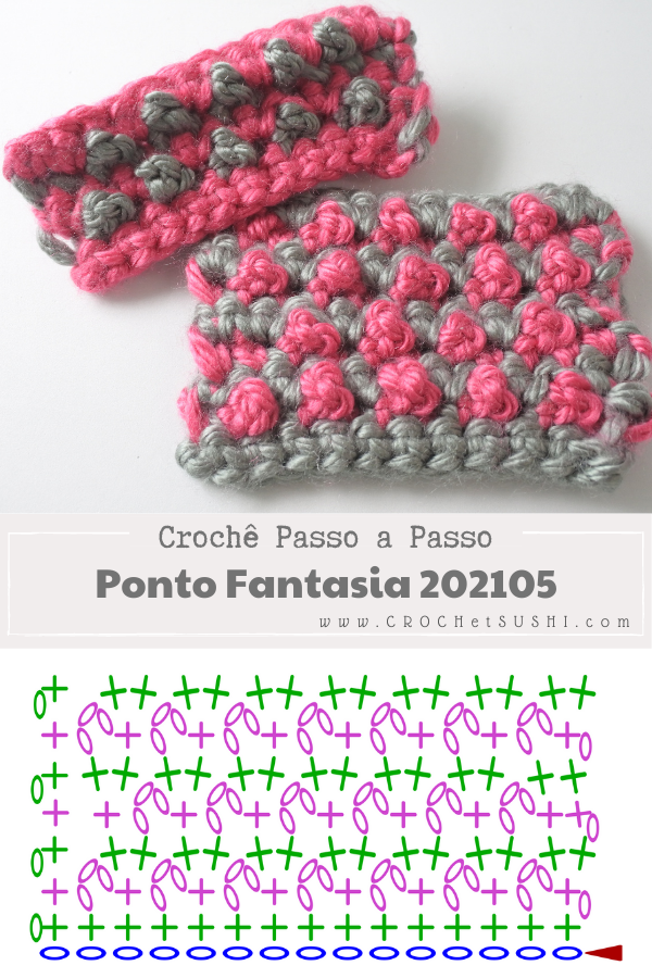 Amostra de Ponto Fantasia de Crochê 202105 + vídeo e gráfico