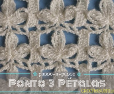 Tutorial e gráfico : Ponto 3 pétalas de crochê